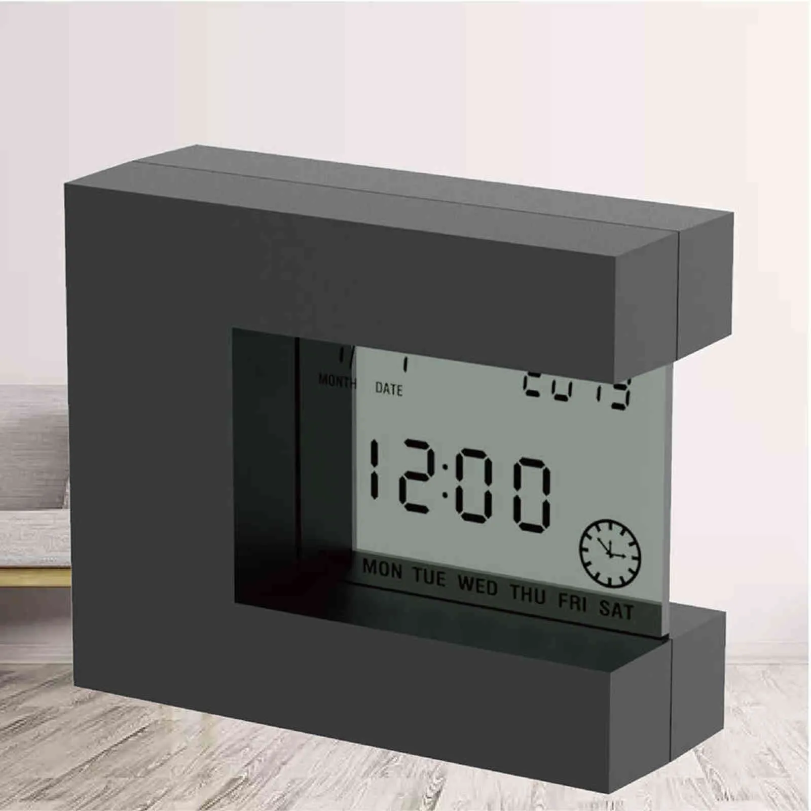 Réveil numérique pour bureau à domicile Table de bureau Montre LCD Horloge moderne avec calendrier Date Compte à rebours Thermomètre Batterie 211111
