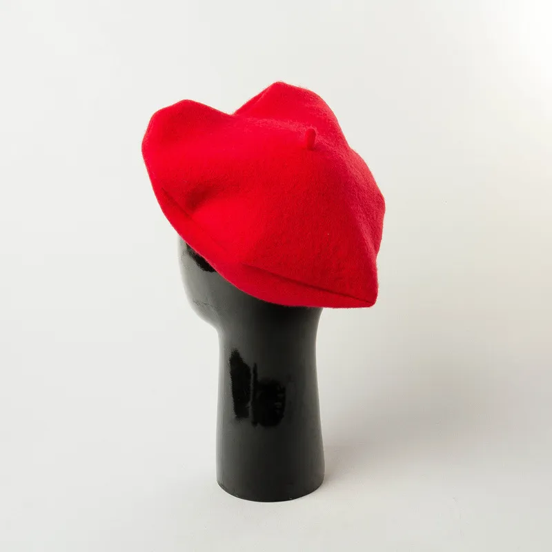 Mulheres amor coração boinas outono inverno lã boina chapéu senhora meninas cor sólida moda quente chapéus chapéu francês pintor 210429221t
