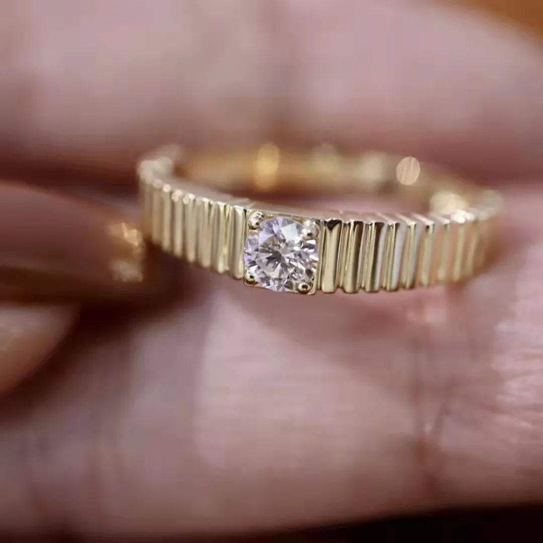 18K Сплошные кольца 0.20CT Алмазные желтые золотые ювелирные изделия AU750 Jewelri для женщины Accessori Jewelri Surring 2022 Trend Wedding Rings