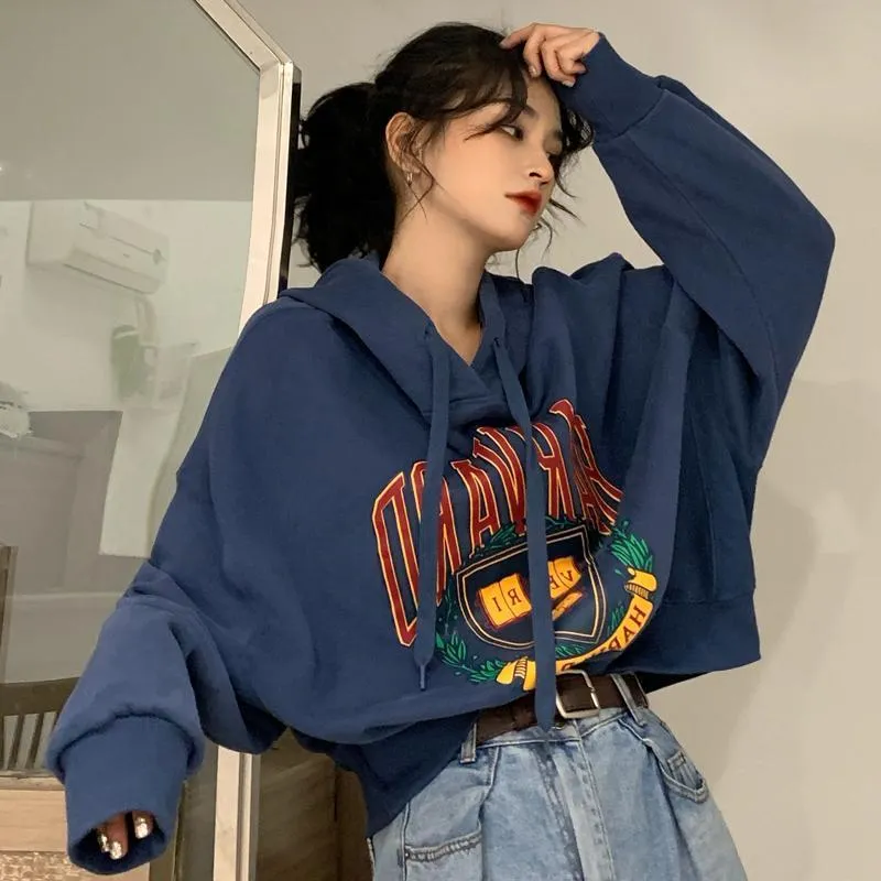 Korobov Harajuku Kobiety Bluzy Koreański Cartoon Print Z Długim Rękawem Kobiet Z Kapturem Bluza Streetwear Ulzang Pullover Znosić 210430