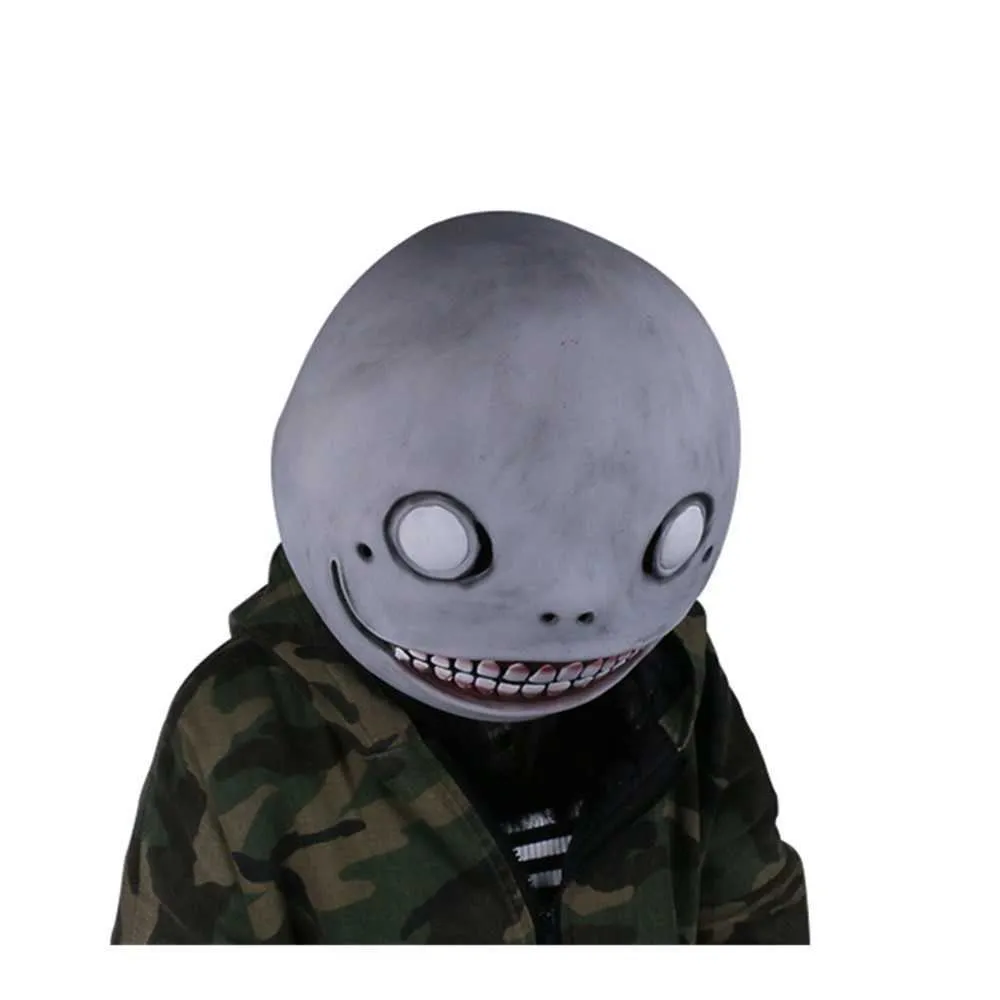 X-COSTUME NieR Automata Emil Máscara Cinza Máscara de Látex Cabeça Capuz Máscara Cinza para Halloween Cosplay Alta Qualidade T200509222E