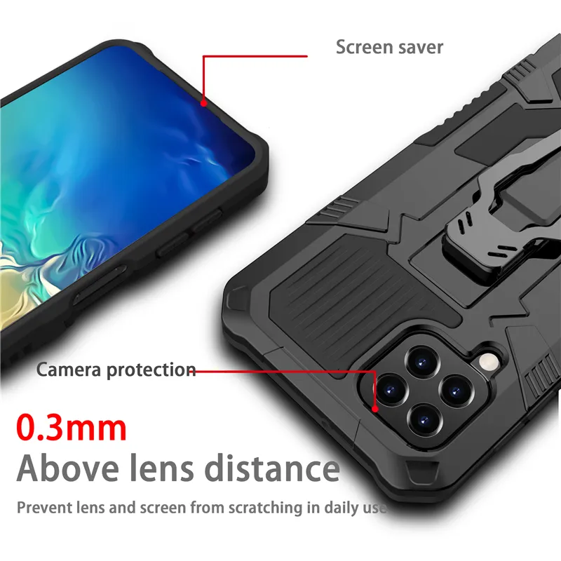 Armor Shockproof Cases For Samsung Galaxy A12 A22 A32 A42 A52 A72 A82 5G A02S M02S A03S M32 Metal Belt Clip Kickstand Back Cover