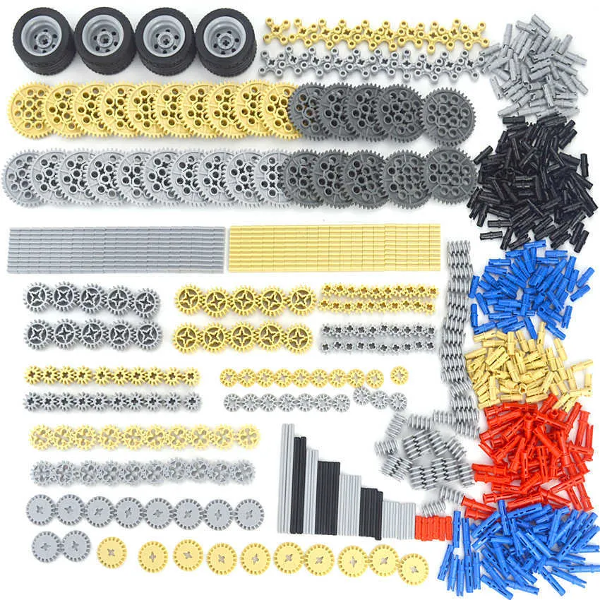 Bausteine Technische Teile Getriebe Kreuz Achsen Pin Auto Zug Räder Lkw Zubehör Set Stecker MOC Teile Ziegel spielzeug X0902