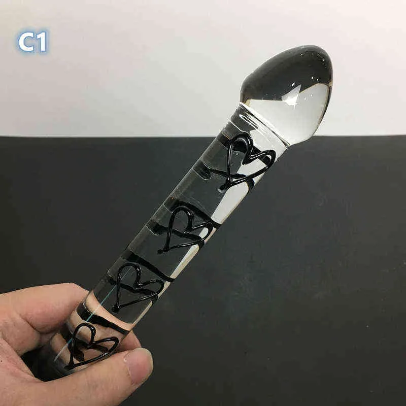 NXY Giocattoli adulti Dildo di cristallo Vera pelle Flogger Pene di vetro Frusta Sesso G spot Perline anali Strumenti Restrizioni Giochi Bdsm 1201