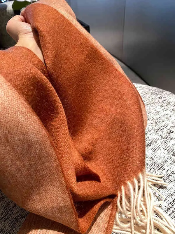 Écharpe longue en cachemire pour femmes Automne et hiver Star Network avec épaisseur de couleur solide polyvalente de laine tiède