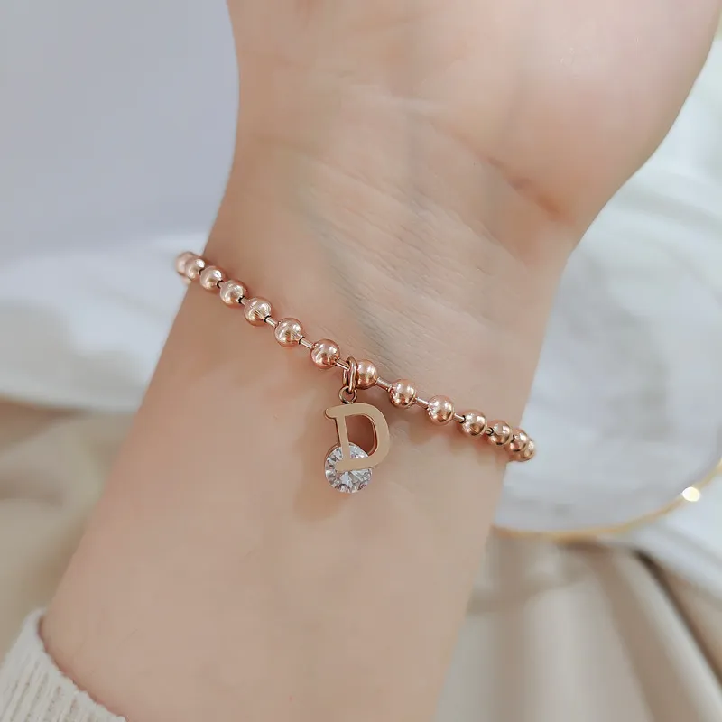 Fascino lettera zircone braccialetto oro rosa moda temperamento stile coreano nicchia di lusso semplice