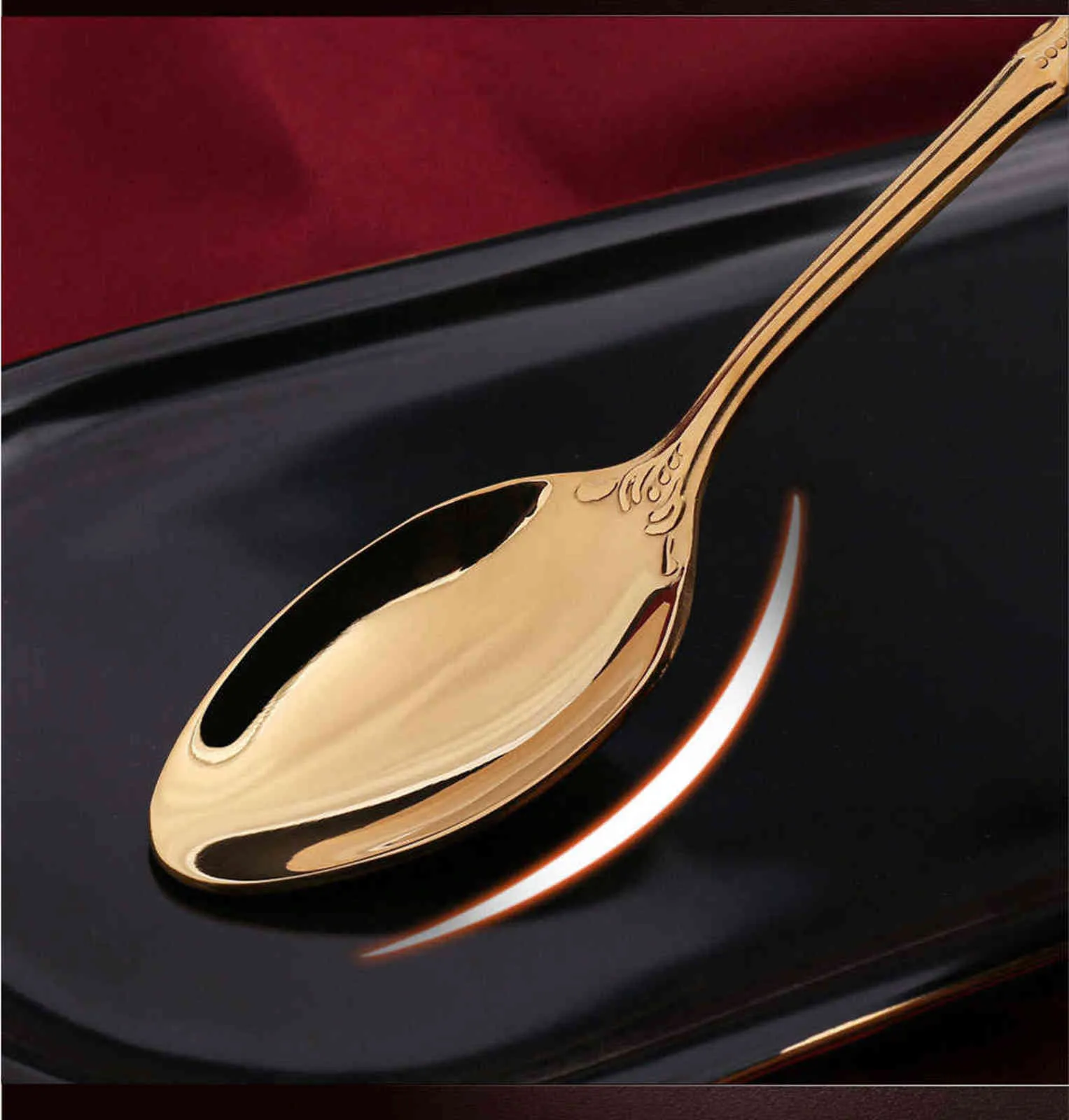 30st royal bestick set guld rostfritt stål dinnerware västra knivar te sked gafflar kök middag silvervara porslin 211112