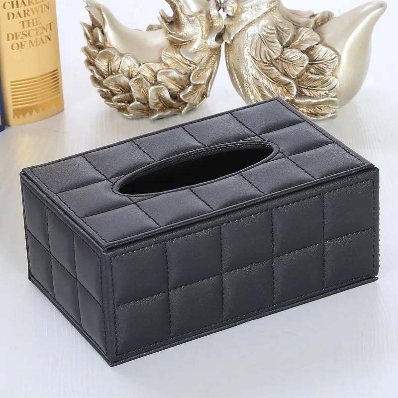 Durable Leather PU Standard Tissue Box Holder For Home Office Car Rectangular