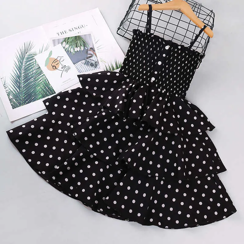 Mädchen Kleider 2021 Sommer Polka Dots Prinzessin Kleid Elegante Weibliche Kinder Kuchen Kleid Teenager Mädchen 3-10 Jahre Kinder kleidung Party Q0716