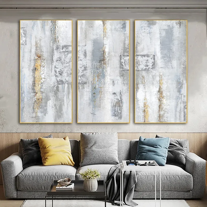 Art mural abstrait affiche dorée peinture à l'huile sur toile imprime des images de paysage pour salon décoration de maison moderne sans cadre 3817490