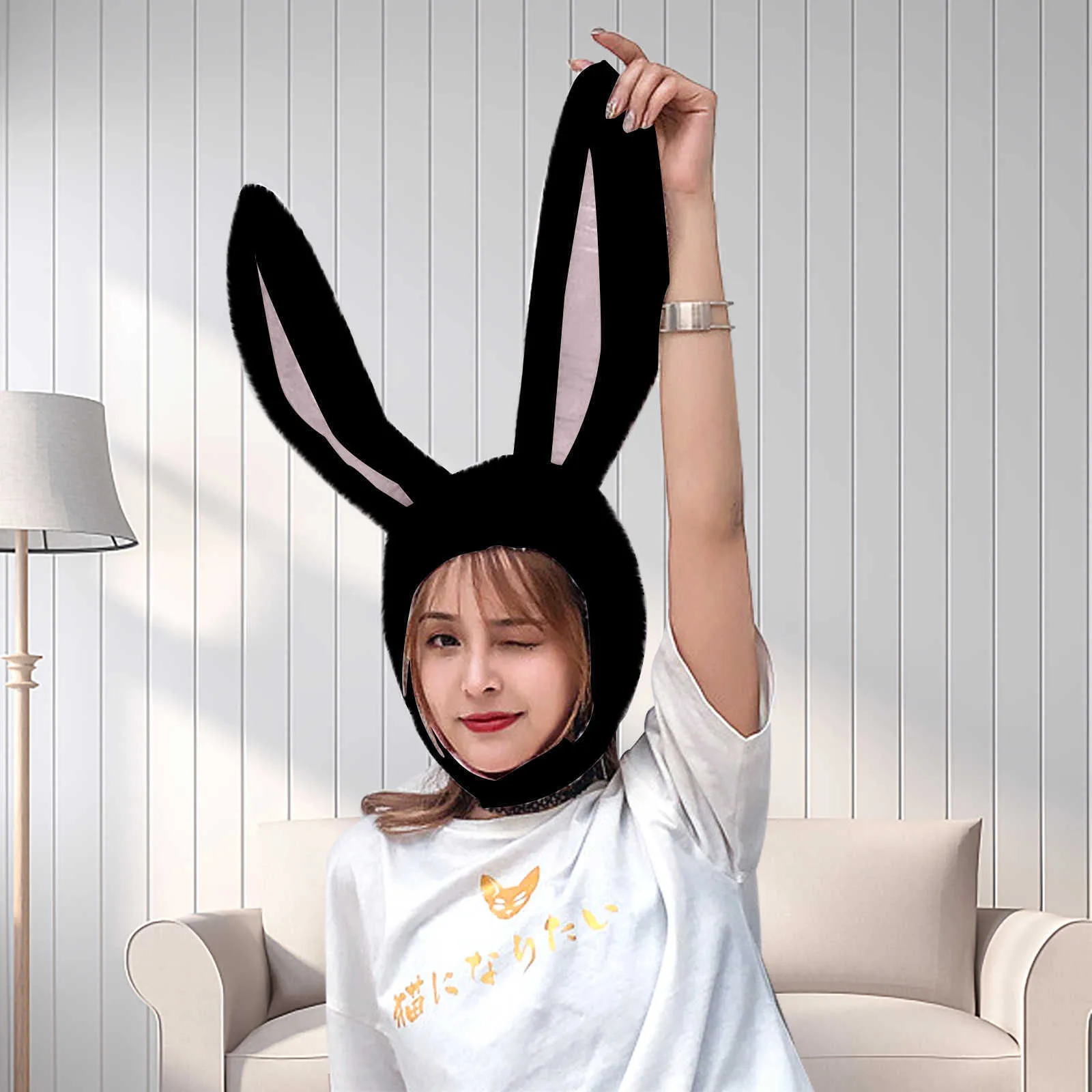 Kobiety Mężczyźni Śmieszne Pluszowe Królik Uszy Kapelusz Cute Rabbit Eastern Cosplay Costume Akcesoria Headwear Halloween Party Rekwizyty Y0911