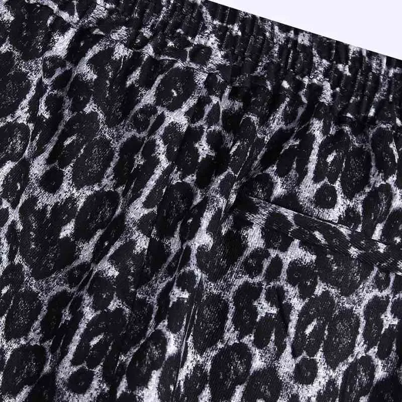 Winter Women Leopard Print Straight Pants Casual Lady Simple Loose Trousers P1939 210430