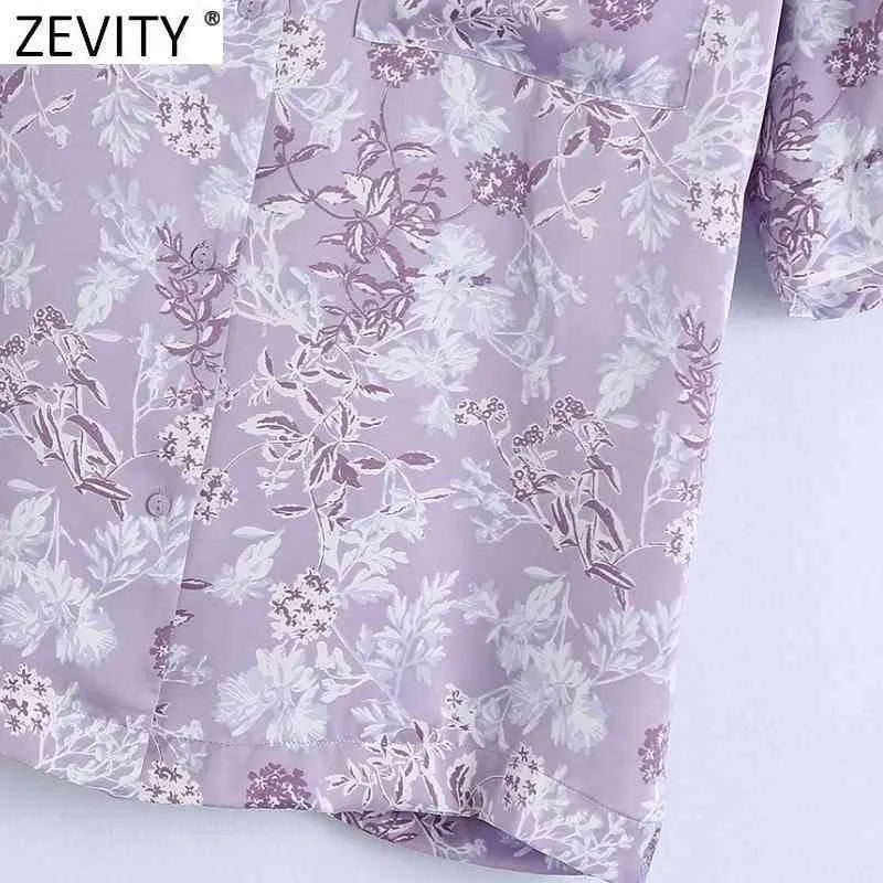 Camicie da tasca casual con stampa floreale a foglie tropicali da donna Camicetta allentata a maniche corte da donna Femininas Kimono Chemise Top LS9178 210420