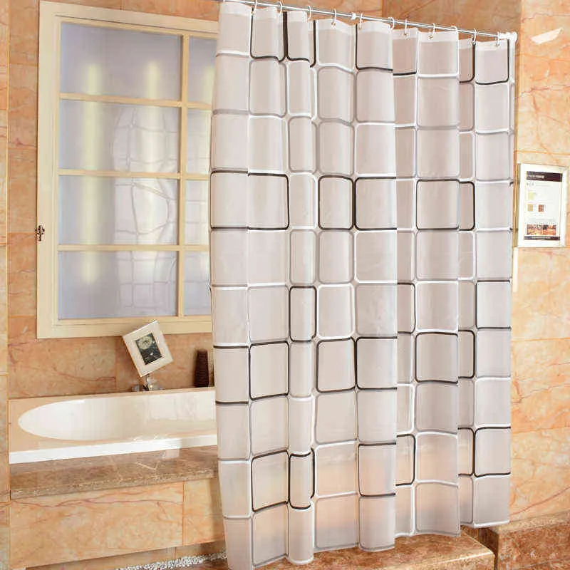 Rideau de douche de salle de bains 3D imperméable à l'eau anti-moisissure PEVA Bath s porte de toilette environnementale 211119