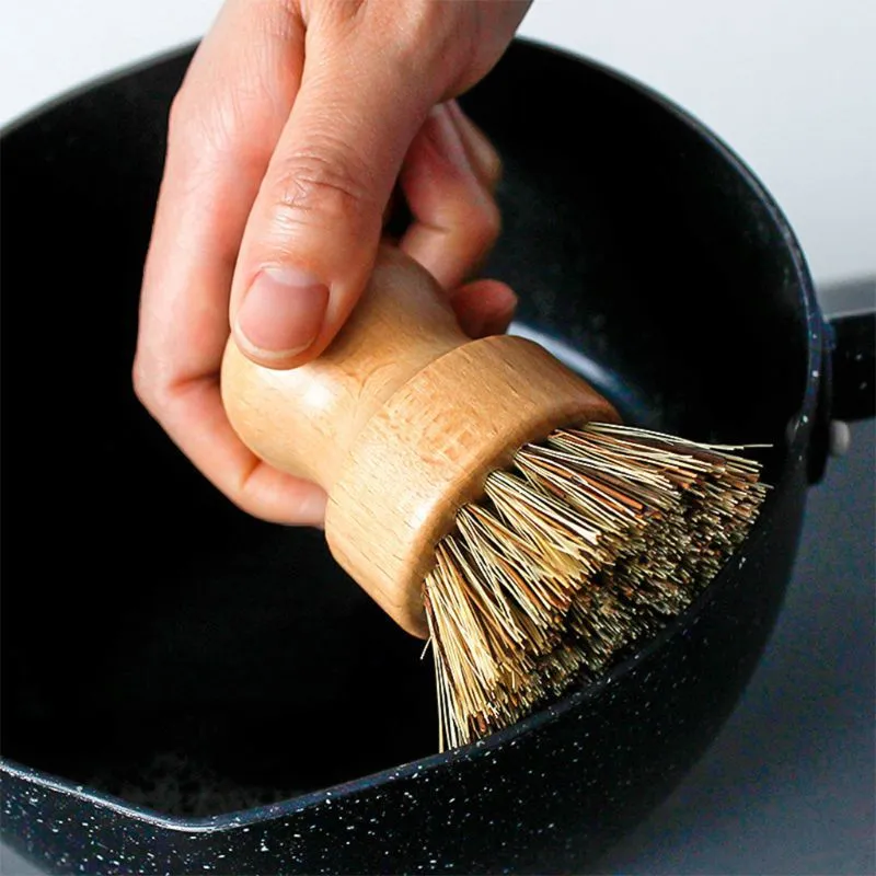 Ensemble de nettoyage à base de plantes, ensemble de brosses à récurer de cuisine en bambou de 4 vaisselle propre peut bouteille pot/friture P 210329