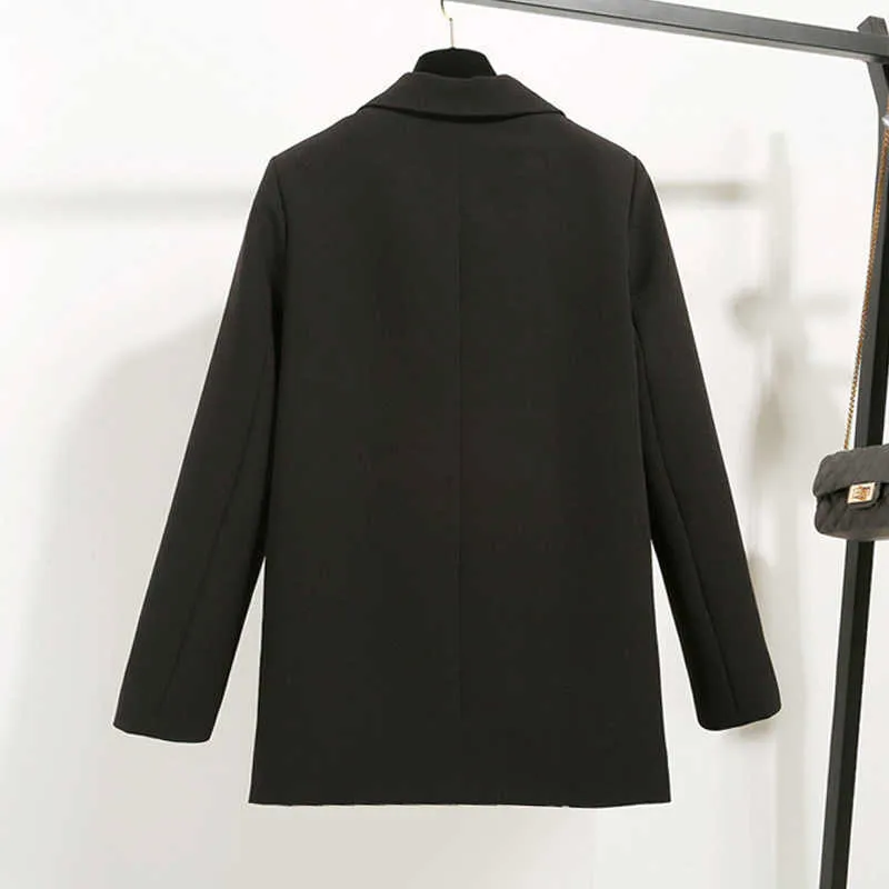 Edressu Women Loose Blazer Jacket Black Casual Garnitur Spring Double Breasted Office Business Business Zajdź ZX-3 211006