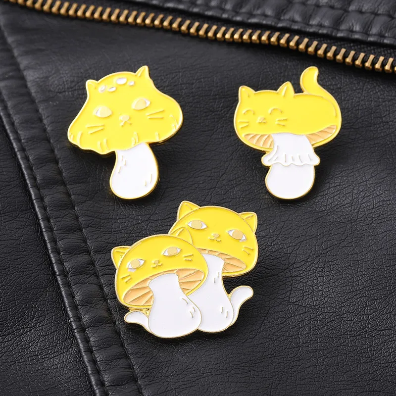 / plantes série champignon modèle broches dessin animé chat alliage sac chapeau badge unisexe sac à dos vêtements peinture épinglette bijoux A313j