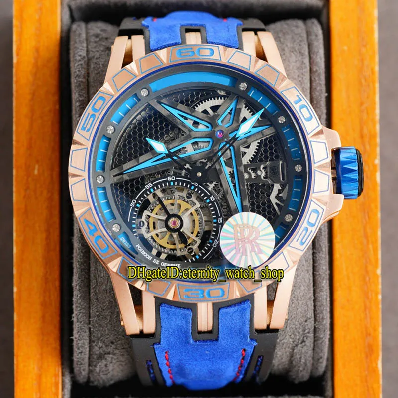 Eternity Sport Watches RRF高品質0479スケルトンダイヤルメカニカルハンドウィンディングメンズウォッチ316LステンレスローズゴールドケースRubber186V