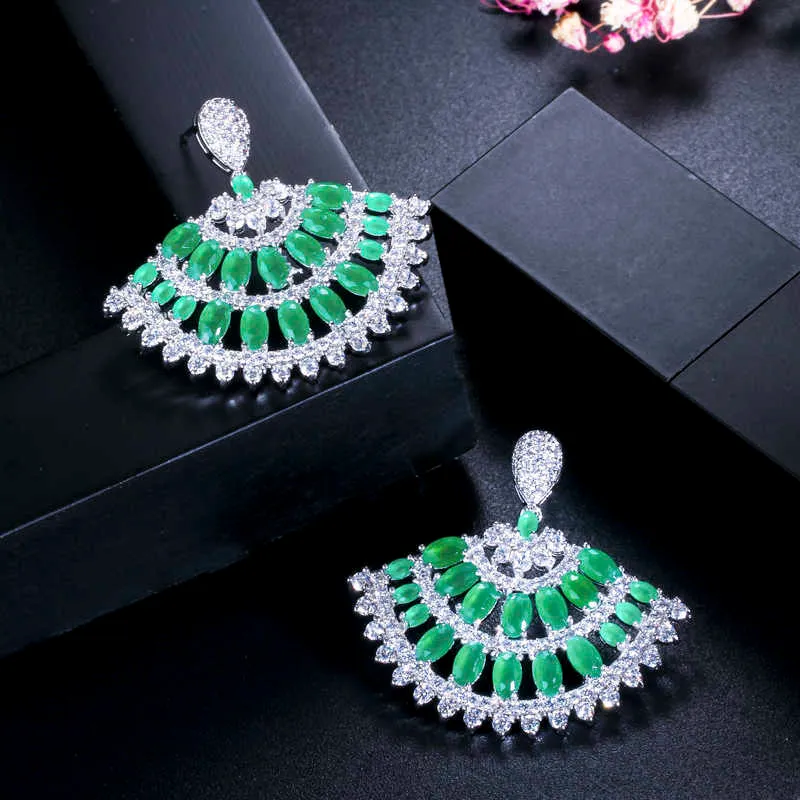Красивый разноцветный кубический цирконий ювелирные изделия формы моды бренд большой зеленый CZ Свадьба для женщин CZ144 210714