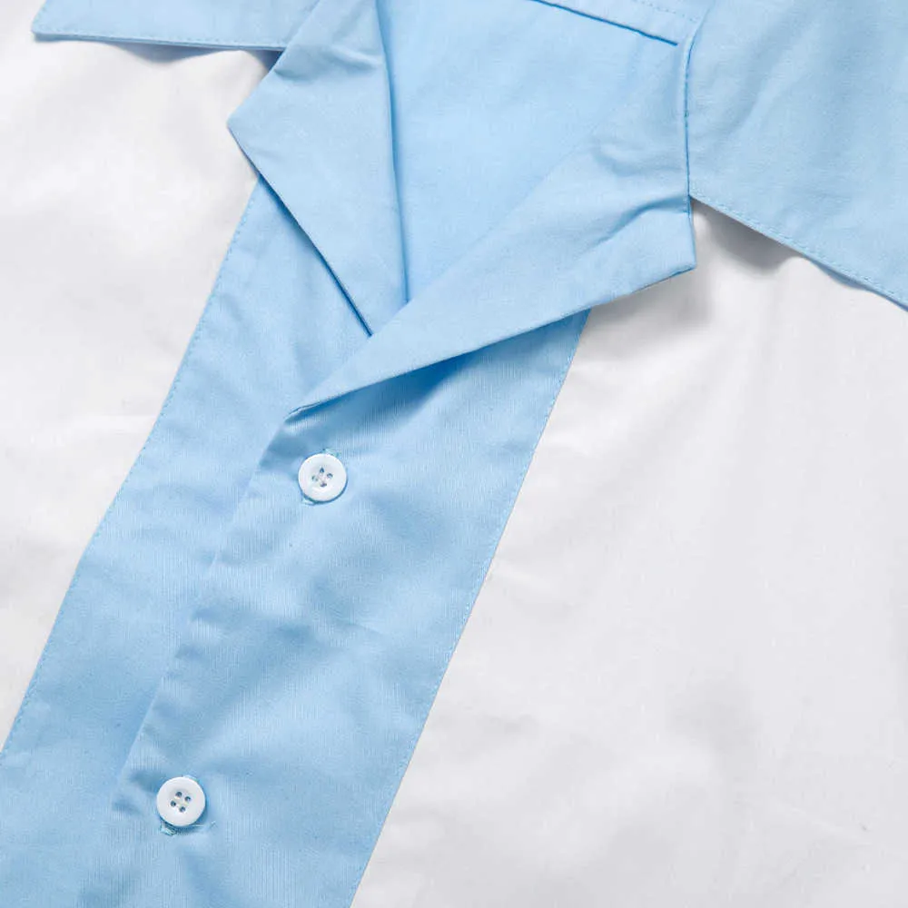 Bluse Männer Blau Weiß Vertikal Gestreiftes Hemd Herren Designer Hemden Kurzarm Button-Down-Kleid Camiseta Retro Hombre Bowling 210721