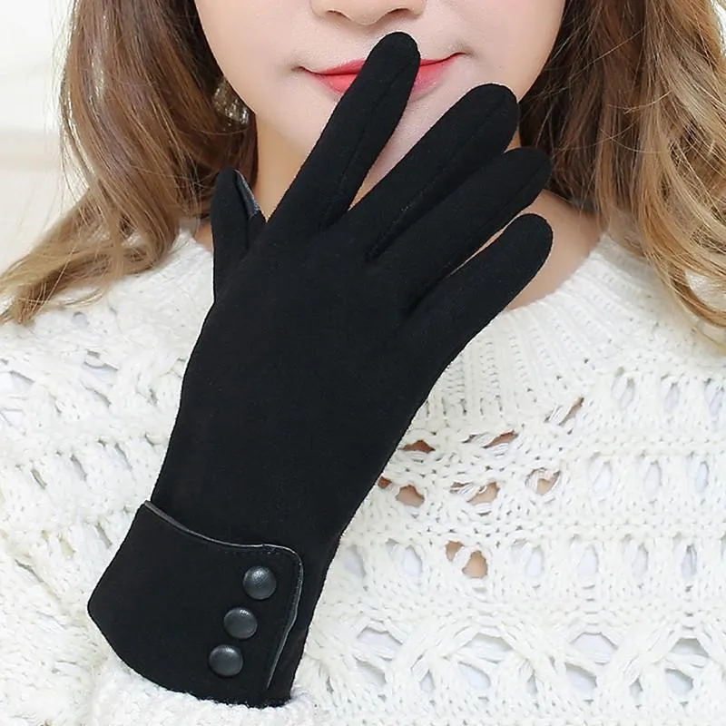 Cinq doigts Gants Mode Femmes Automne Hiver Mignon Fourrure Chaud Mitaines Plein Doigt Mitaines Sport En Plein Air Écran Tactile