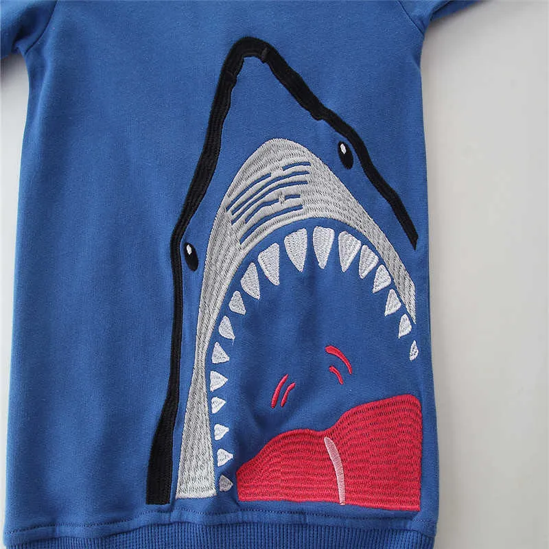 Jumping Meters Winter Spring Shark Sweatshirts Coton Broderie Enfants Manches longues Mode Sport Pull Tops 210529