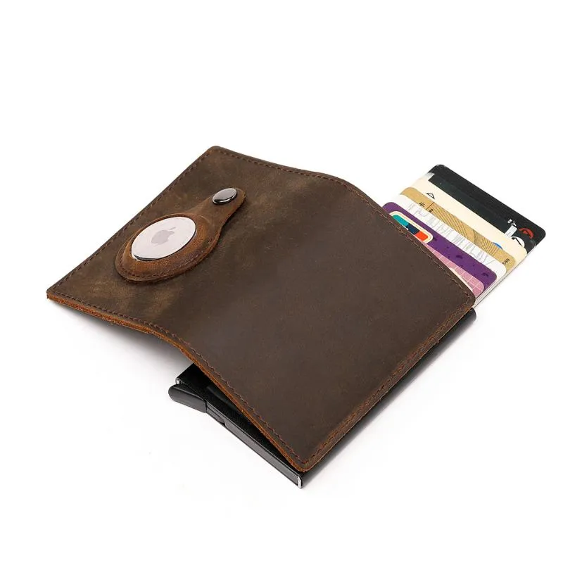 Brieftaschen Apple's Vintage echtes Leder -Brieftaschen Airtags Case Business Men's Bankhalter passen für 8 Karten281l