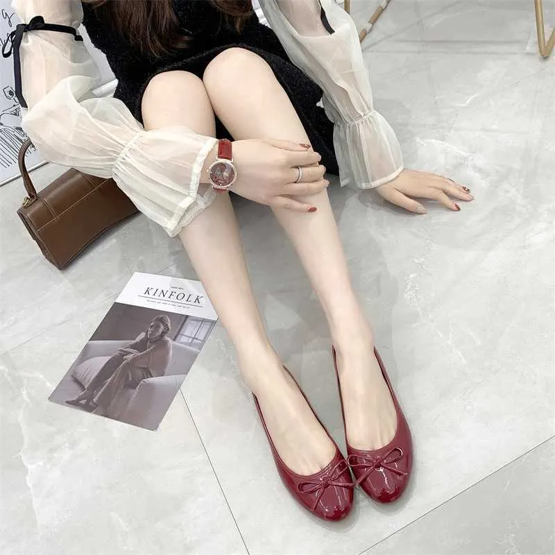 2021 kadın düz ayakkabı hafif ve rahat casual elbise shoesstudent moda tasarım yay ile