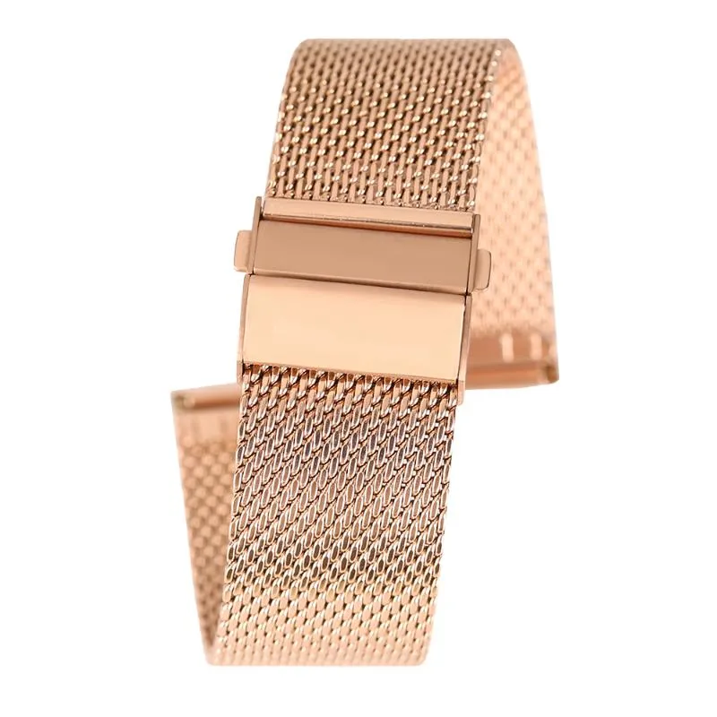 Watch Bands Rose Gold 18 20 22mm Band Mesh Stainless Steel Strap Fold Over Clasp WristWatches Replacement Bracelet Cinturino Orolo2058