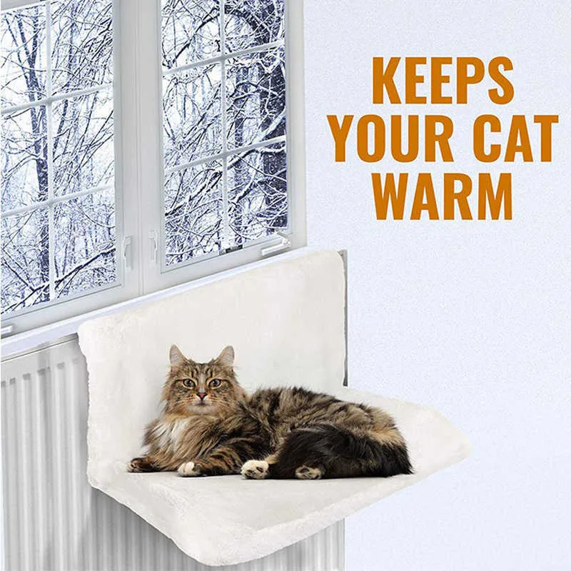 Warm Cat Hanging Hammack Radiator Bed Soft Fleece Durable Metal Iron Pet CradleHammocks Kitten SmallPets Sleeping Beds 210722