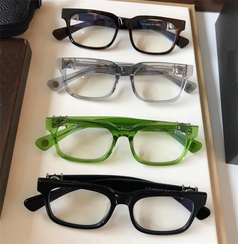 Mode hommes lunettes optiques 8054 cadre de plaque carrée classique avec boîte en cuir rétro design de style simple HD lentille claire qualité supérieure284F