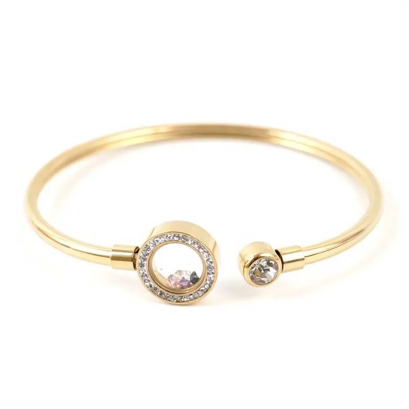 Luxo de aço inoxidável de aço inoxidável pulseira de cristal pulseiras ajustáveis ​​pulseira de strass para mulheres homens casal casamento jóias Q0717