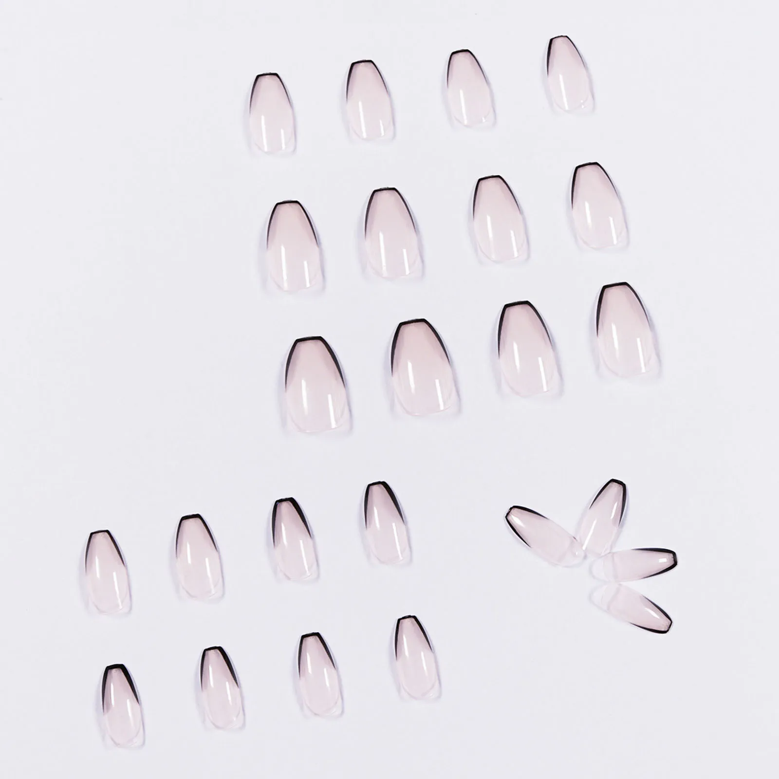 24 sztuk Zdejmowane fałszywe paznokcie francuski z czarną linią fałszywych paznokci Pełna pokrywa Nail Art Tips Prasa na gwoździach z narzędziami manicure kleju