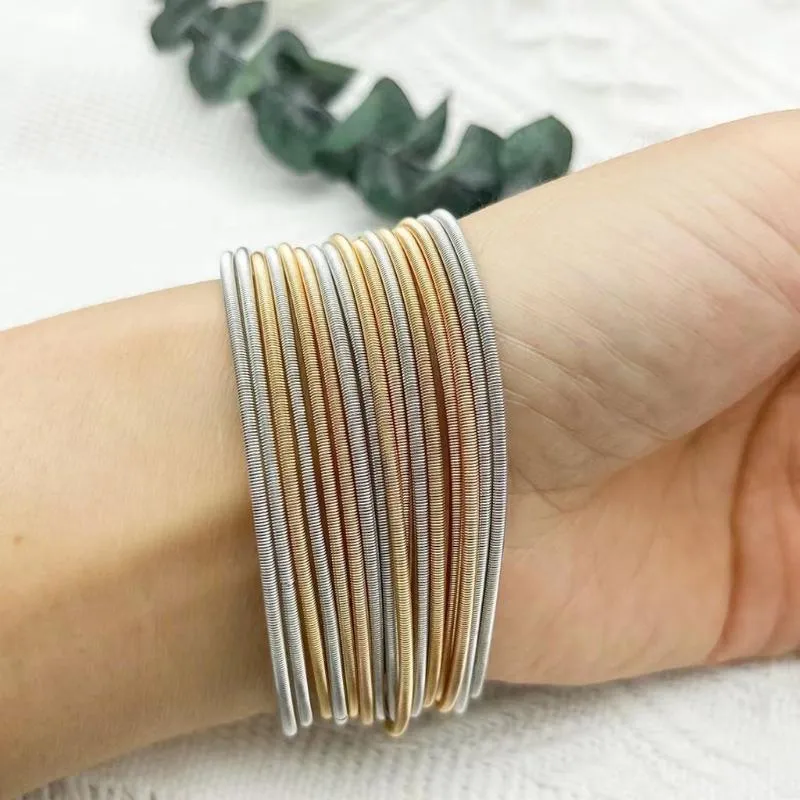 Bracelets de charme perlé bracelet à ressort recouvert d'or bricolage spirale en acier au carbone élastique antidérapant craft282z