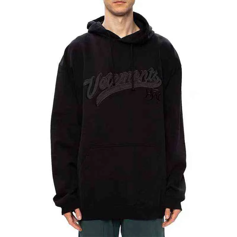 Version Correct of Weitemeng Vententsvtm Heavy Industry Letter Embroidered Men's and Women's Hooded Plush Sweater