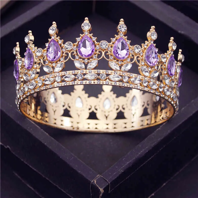 Metal Crown Bridal Diadem Royal Queen Tiaras Party Circle Head Ornaments Bankett Bröllop Huvudbonad Hår Smycken Tillbehör X0625
