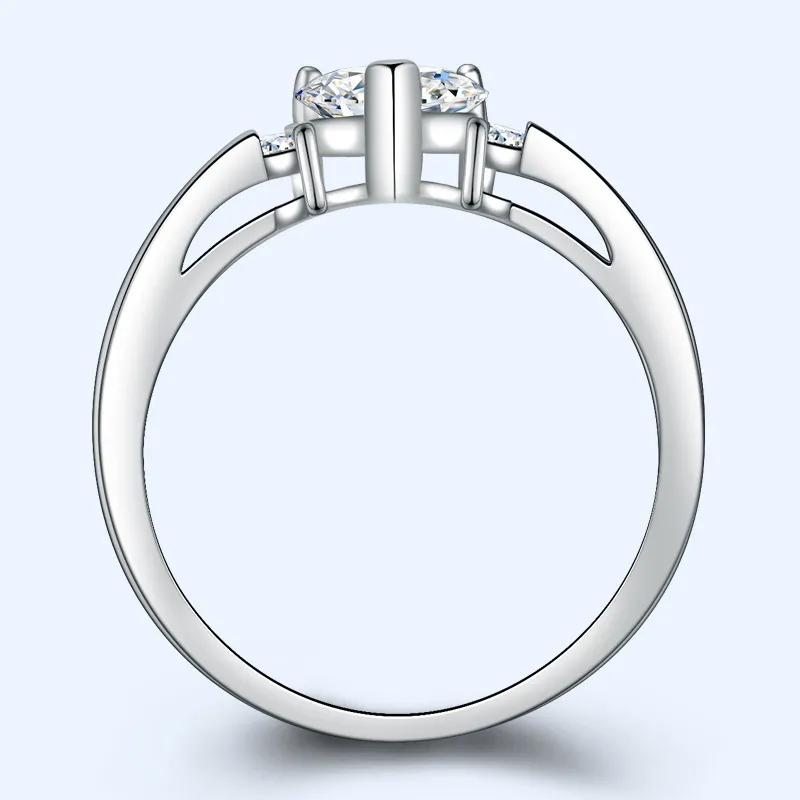 Coração simples Solitaire Anel 925 Prata esterlina Presente de casamento amor para sempre anéis de noivado para mulheres jóias finas jz006