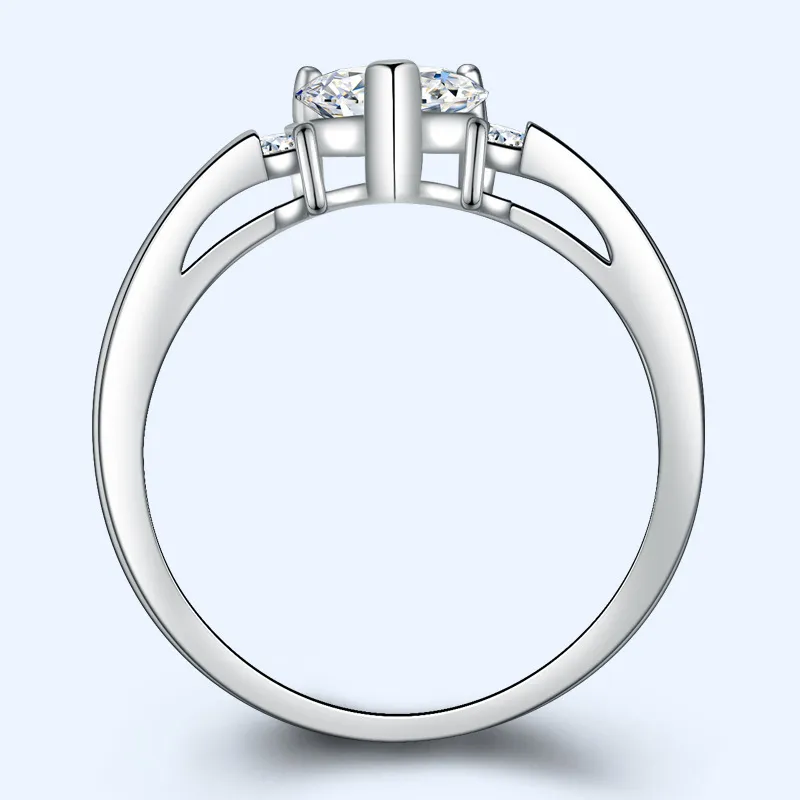 Simple Heart Solitaire Кольцо 925 Стерлингового Серебра Свадьба Свадебный Подарок Любовь Навсегда Обручающие кольца для Женщин Прекрасные Ювелирные Изделия JZ006