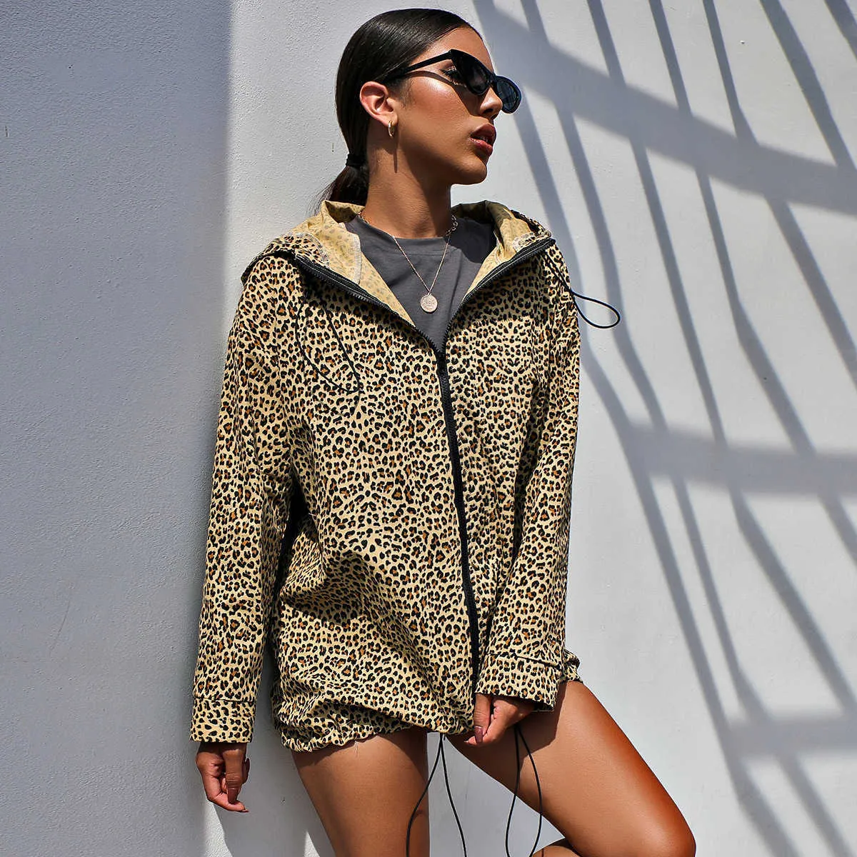 Clássico estilo moda leopard impresso vintage casual casacos casacos e jaquetas outono winter manga longa outwear menina legal 210525