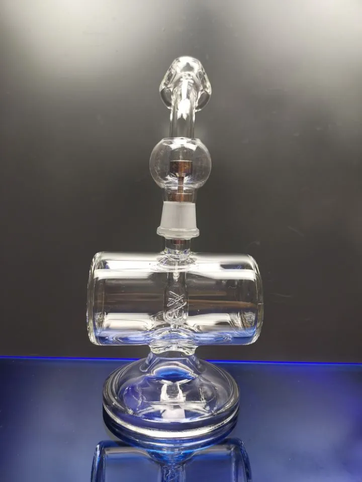 Tjockt glas Bong Dab Rig Water Pipe Recycler Oil Rigs Glass Oil Burner Water Bong With Titanium Nail 18,8mm Joint Zeusart Shop