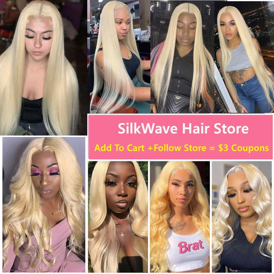 613 koronkowa peruka z przodu ludzki włos proste koronkowe peruki z przodu Body wave blond peruka 30 cali część T przezroczysta peruka bez kleju dla kobiet S0826