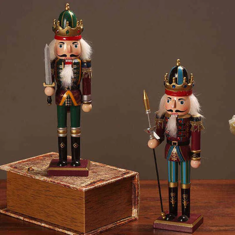 Casse-Noisette en bois Soldat Figurines Ornements 30cm Casse-Noisette Marionnette Bureau Artisanat Enfants Cadeaux Noël HomeDecorations 211109