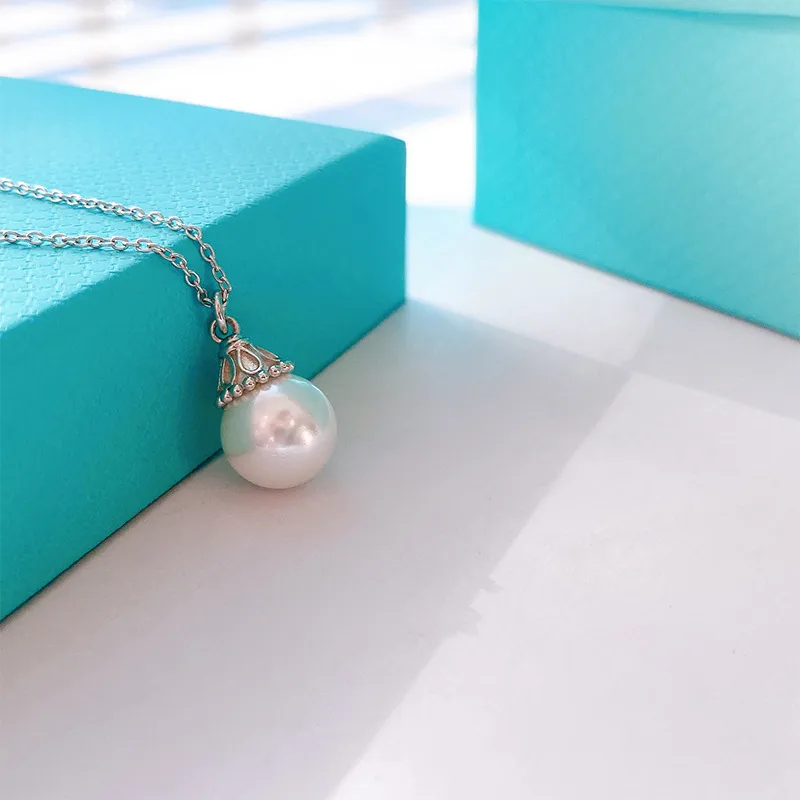 925 sötvatten pärlhalsband för kvinnor designer inlagda kronblad halsband alla hjärtans dag gåva ingen box326o