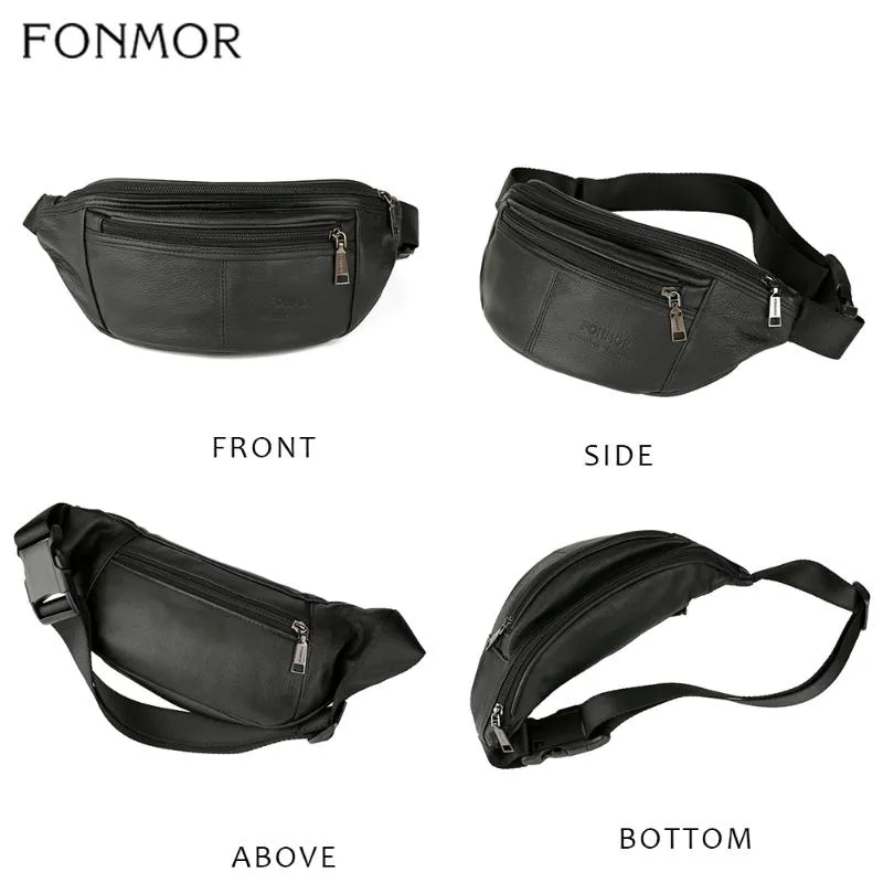 حقائب الخصر fonmor womens antitheft bag bag fanny حزمة حزام جلدي أصلي هاتف صغير مفتاح الرجال الأسود حزم للجنسين 2533