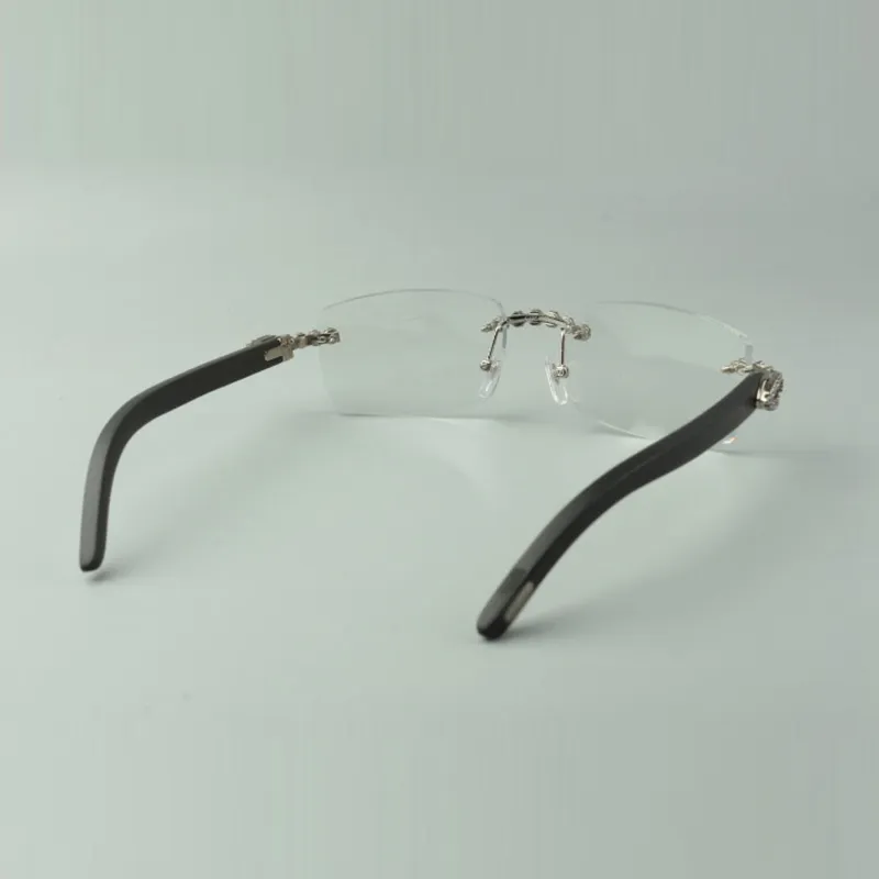 Designer Bouquet Diamond Glasses Frames 3524012 med svarta trätemplar och 56 mm -objektiv för unisex172L