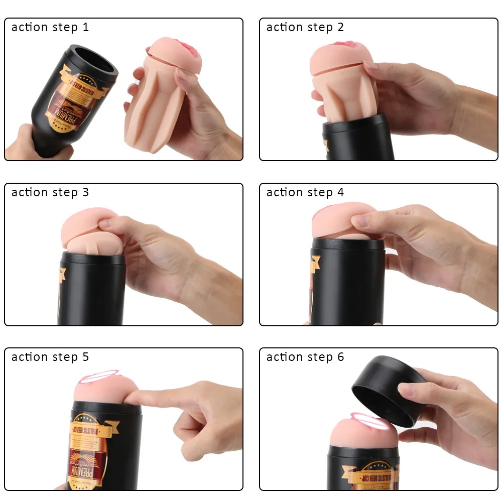 OLO Soft Ora Pussy Real Vagina Sex Toys for Men Gift Manual Male Masturbator Erotic Adult Toy Portable Beer Bottle K918