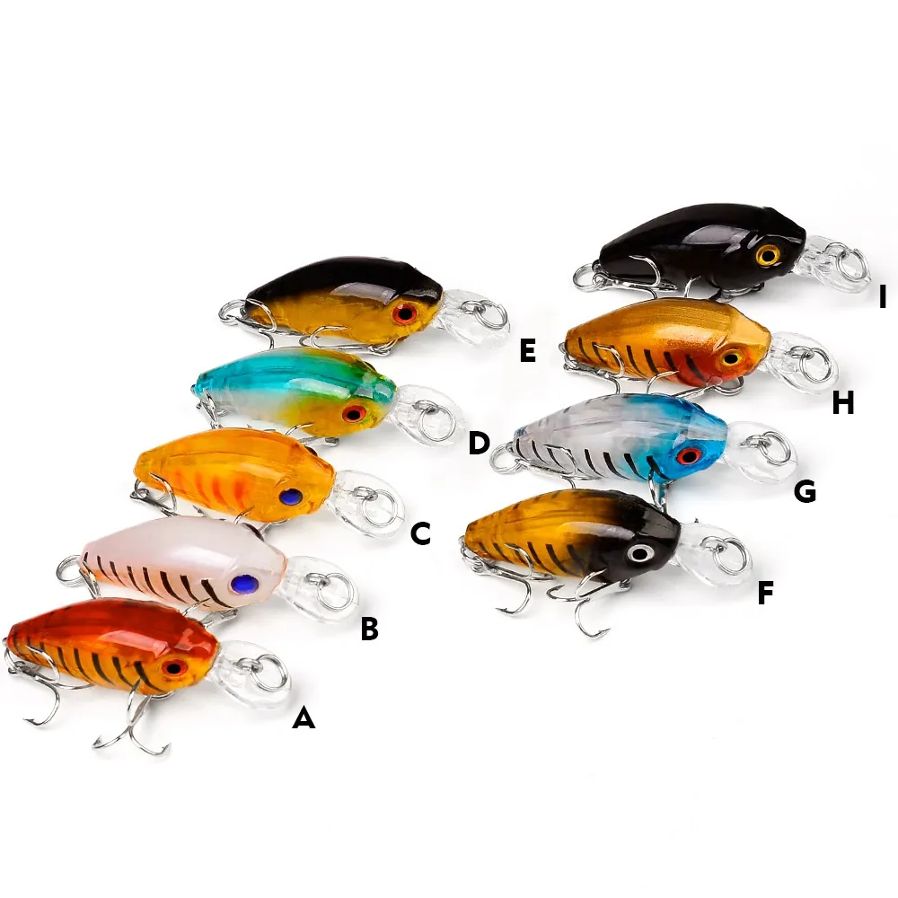 4 5 cm 3 5 g Manovella Gancio Esche rigide Esche 10 # Ganci alti 9 Tipi di attrezzi da pesca in plastica mista a colori Whole-8250z