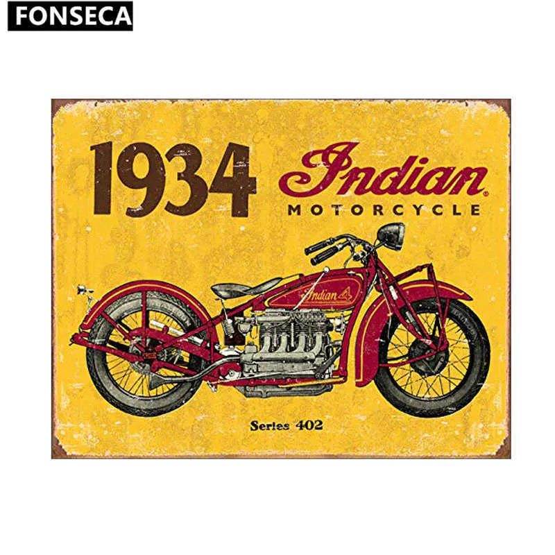 Signe traditionnel de Motor d'étain indien classique Vintage Motorcycle Club Garage Art Decor Iron Plateaux Pouteaux Bar Cafe Metal Plaques6658688