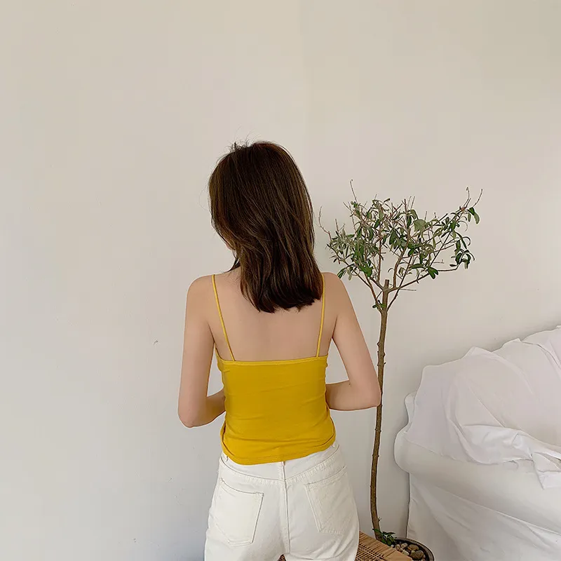 Singreiny Sexy profundo V Neck Strap Tops Coreano Mulheres Backless Slim Curto Colete Verão Moda Sólida Camisole Y2K Novo Estilo 210419