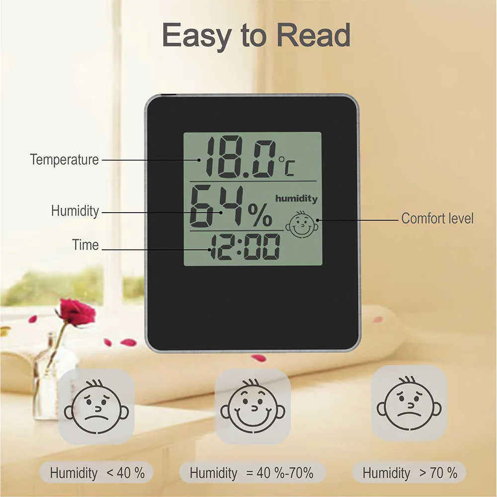 Digitales Innenthermometer, Hygrometer für Zuhause, elektronisches Temperaturmessgerät, Luftfeuchtigkeitsmesser, batteriebetrieben, 210719